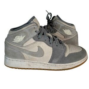 Nike Jordan Air 1 Mid SE (GS) DN4346-100 Gray Suede‎ Sneakers Shoes Size 4.5 Y